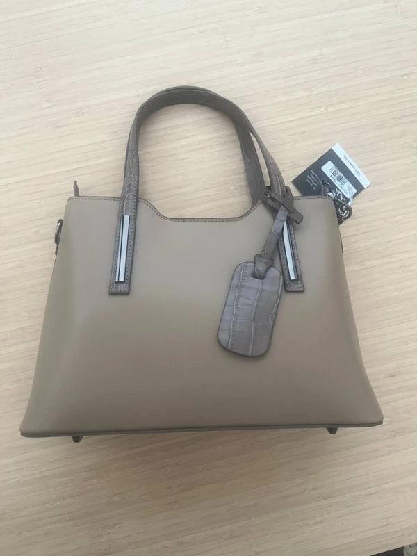 Damestas van echt leer Anna Morellini, Handtassen en Accessoires, Tassen | Damestassen, Ophalen, Nieuw, Beige, Handtas