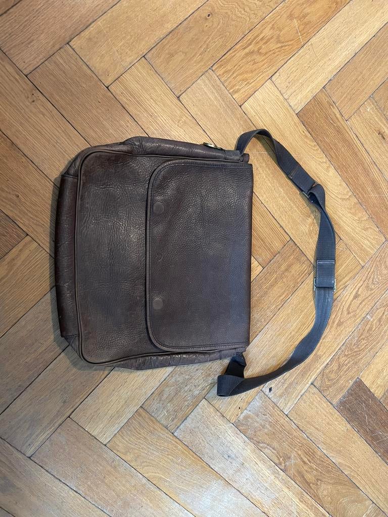 Leren schoudertas / laptoptas, bruin, Mulberry, Gebruikt, Bruin, Schouderband, Ophalen of Verzenden