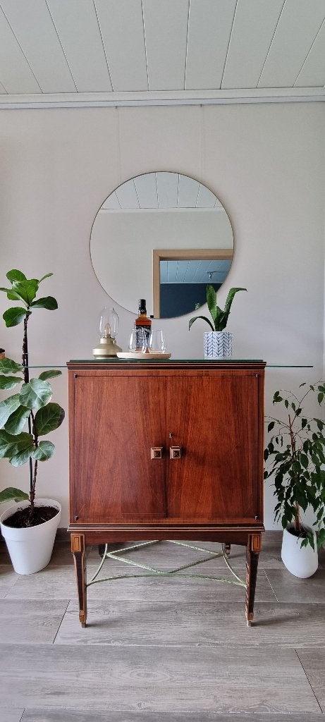 Vintage barkast met glazen blad, Ophalen