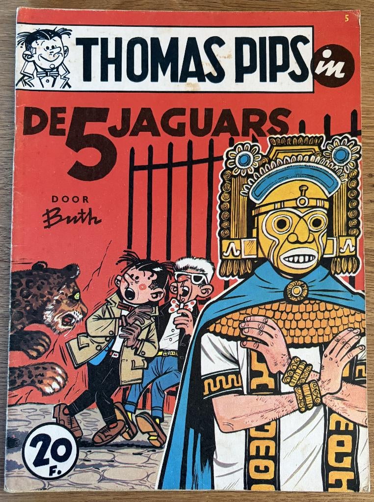 Thomas Pips - De 5 jaguars -5-1e dr(1967) Strip, Boeken, Stripverhalen, Eén stripboek, Ophalen of Verzenden, Zo goed als nieuw