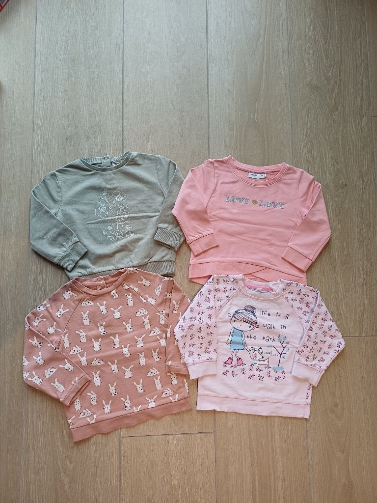 4x sweatshirts / truien maat 86, Enlèvement ou Envoi, Utilisé, Fille, Pull ou Veste
