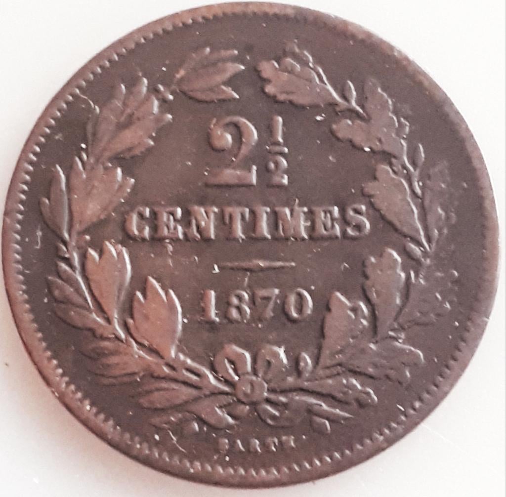 LUXEMBURG : SCARCE 2 1/2 CENTIMES 1870 Km 21 XF NO dot!, Verzenden, Overige landen, Losse munt