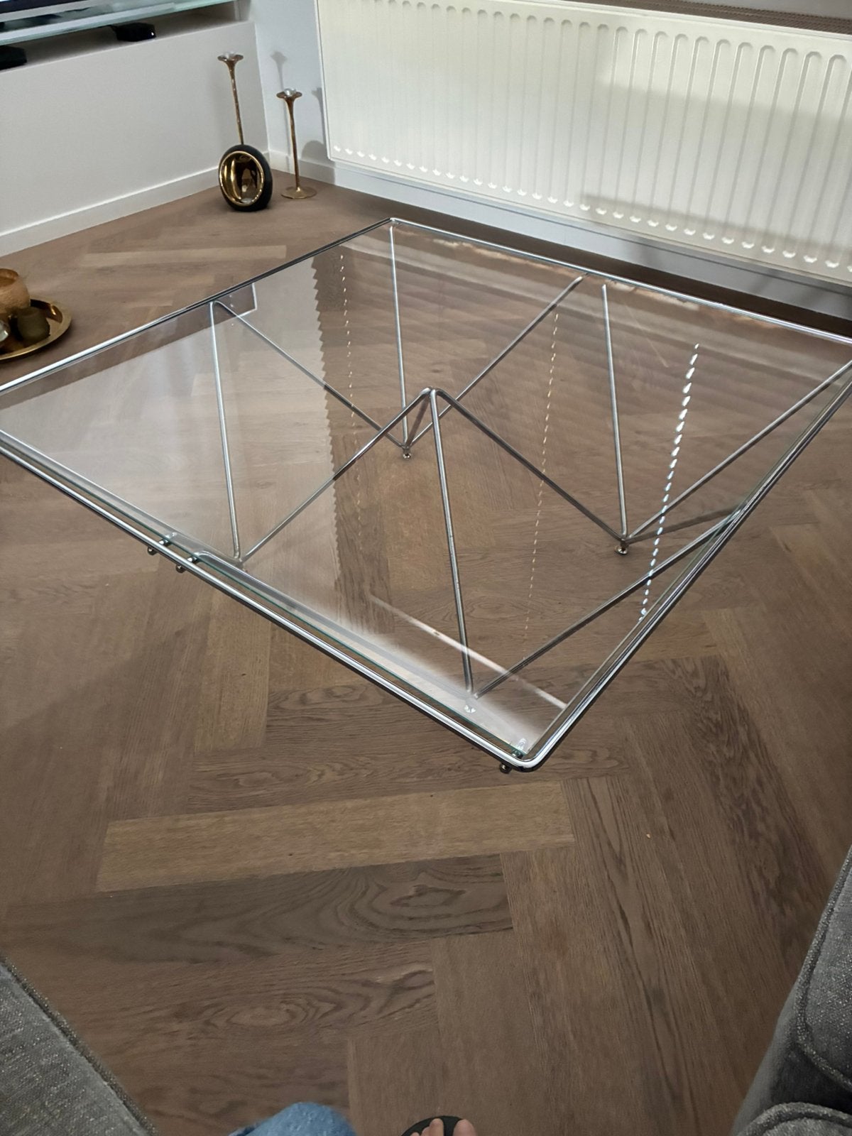 Salontafel vintage, Huis en Inrichting, Ophalen, Zo goed als nieuw, Vierkant, Metaal