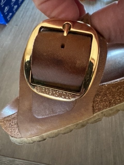 Birkenstock Gizeh Big Buckle Natural Leather nette staat, Slippers, Bruin, Ophalen of Verzenden, Gedragen