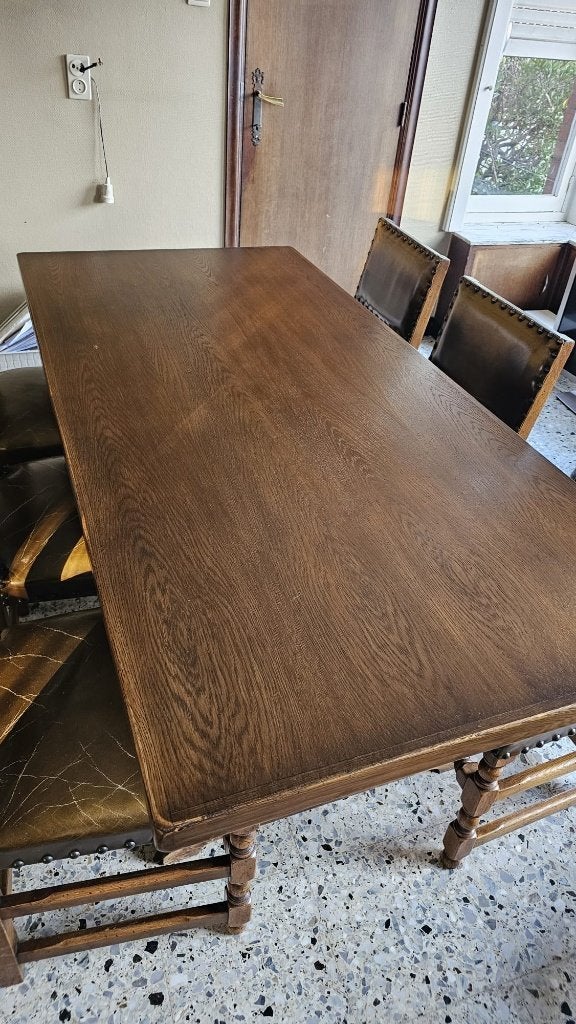 eettafel + stoelen, Huis en Inrichting, Ophalen, Gebruikt, Rechthoekig, 150 tot 200 cm