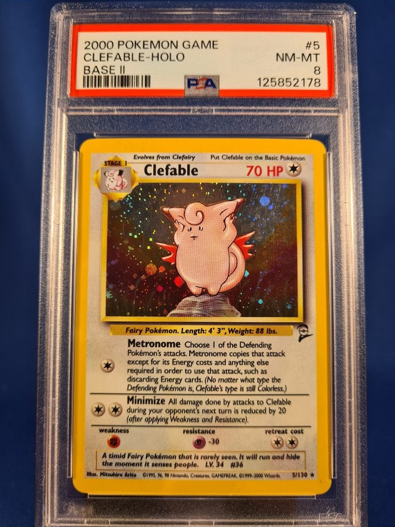 Clefable 5/130 - Base Set 2 (PSA 8), Envoi, Utilisé