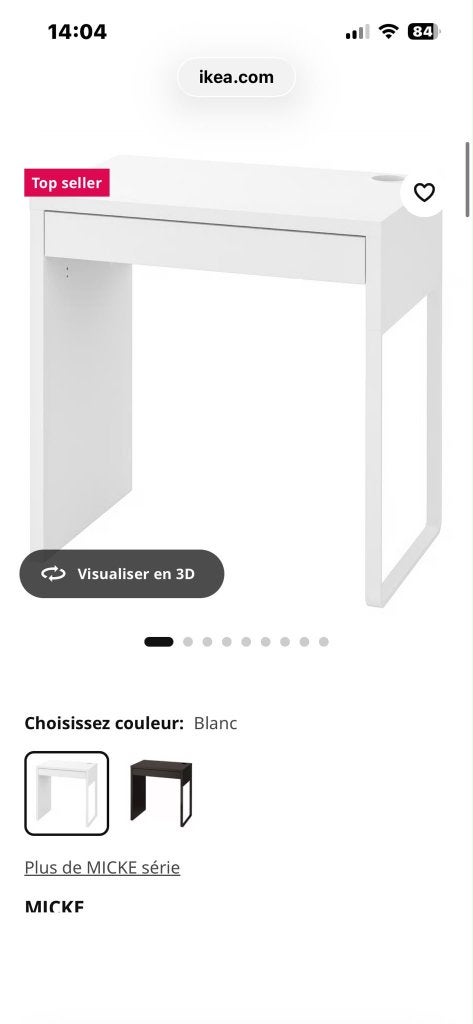 Bureau Micke IKEA, Scandinave, Enlèvement, Utilisé, IKEA