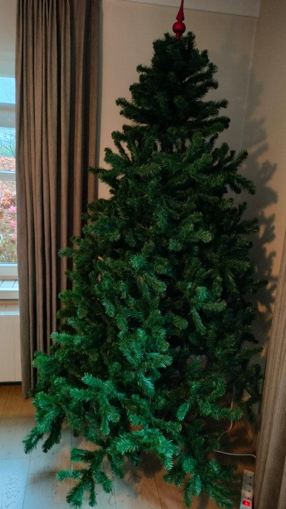 Kerstboom 2m20 incl stevige opbergdoos, Ophalen, Gebruikt