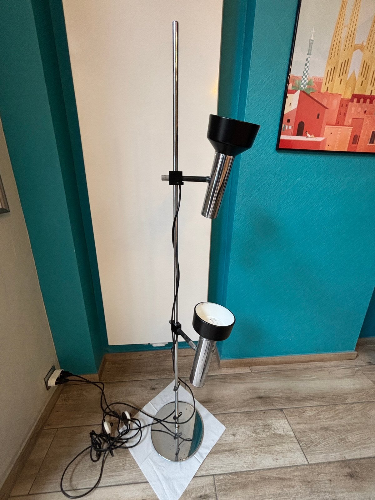 lampadaire vintage Space Age L401 de Staff Leuchten 1970, Ophalen, E27 (groot), Zo goed als nieuw, Metaal