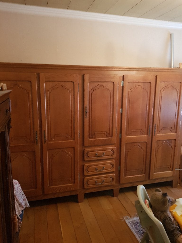Vijfdeurs slaapkamerkast, Ophalen, Gebruikt, Hout, 200 cm of meer