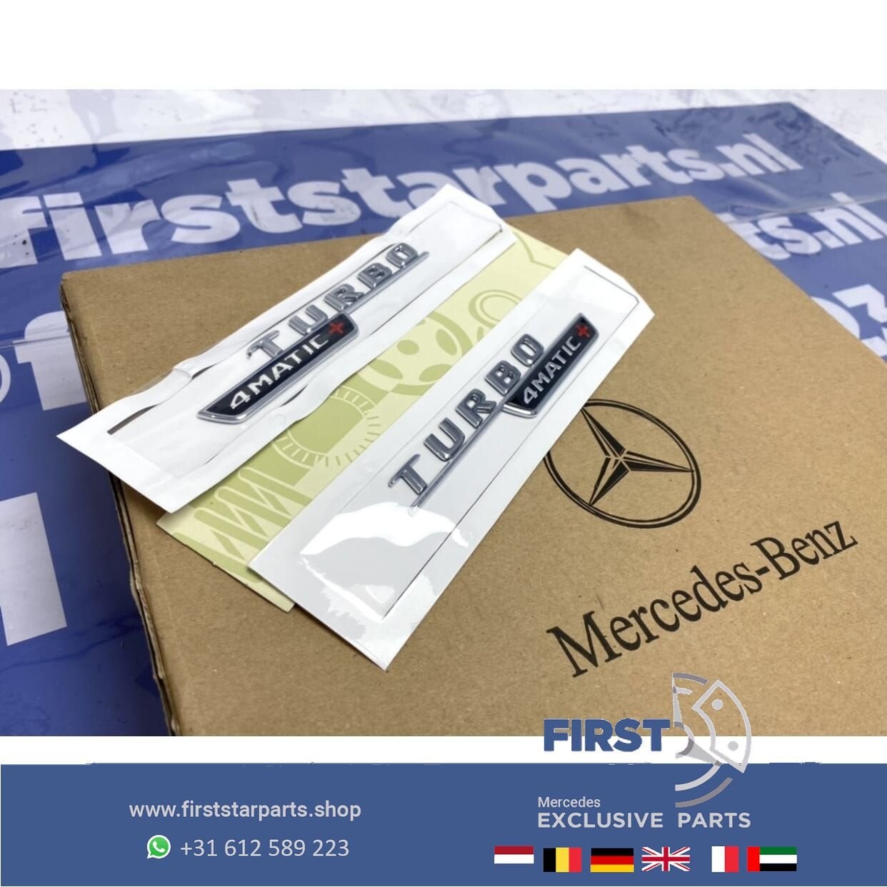 TURBO 4MATIC +  LOGO SET LINKS / RECHTS W177 A45s C118 CLA45, Gebruikt, -, Ophalen of Verzenden, -