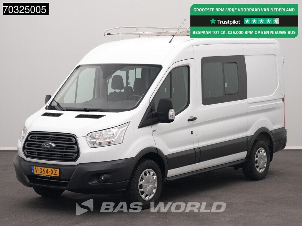 Ford Transit 105pk Dubbel Cabine L2H2 Trekhaak Airco Cruise, Euro 6, 4 cilinders, 1735 kg, Wit