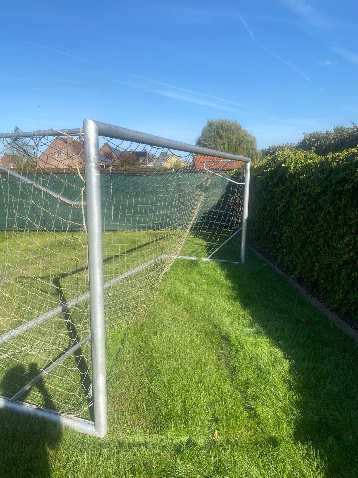 Voetbaldoel grijs aluminium 500x200cm, Sports & Fitness, Enlèvement, Utilisé