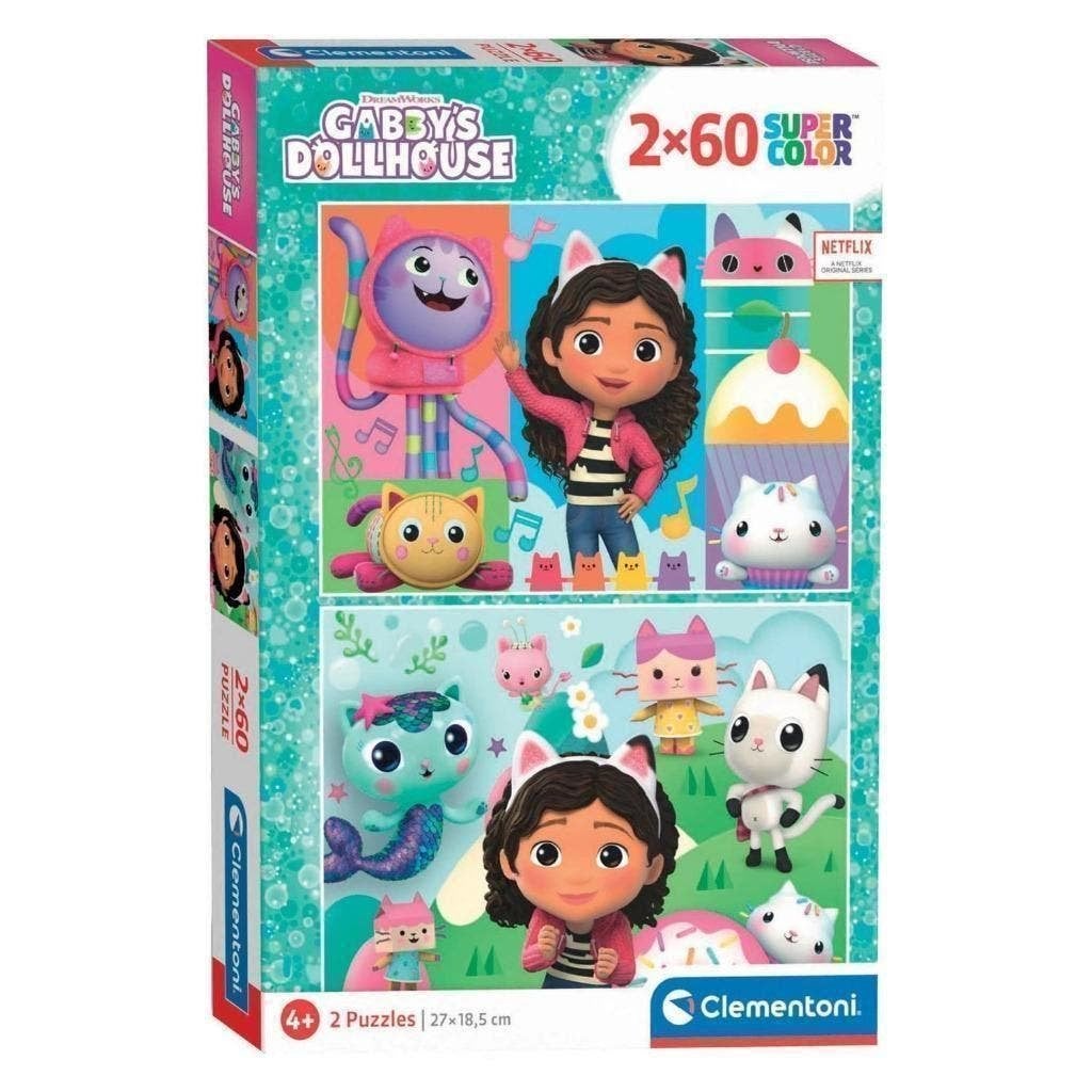 Gabby's Poppenhuis 2 in 1 Puzzel 2 x 60 stukjes - Clementoni, Ophalen of Verzenden, Meer dan 50 stukjes, Nieuw, 4 tot 6 jaar