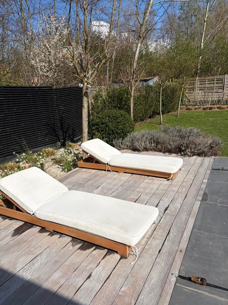 2 ligstoelen, Ophalen, Gebruikt, Hout