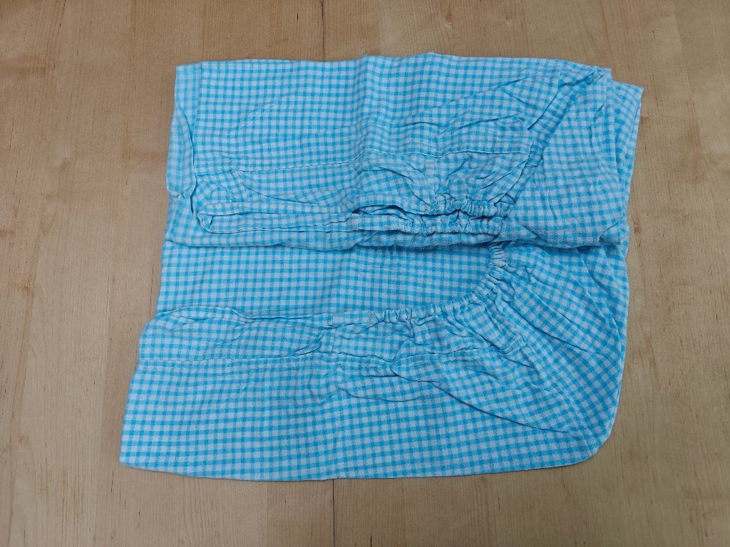 Blauw-wit geruit onderlaken 1persoonsbed, Gebruikt, Blauw, Overige typen, Katoen