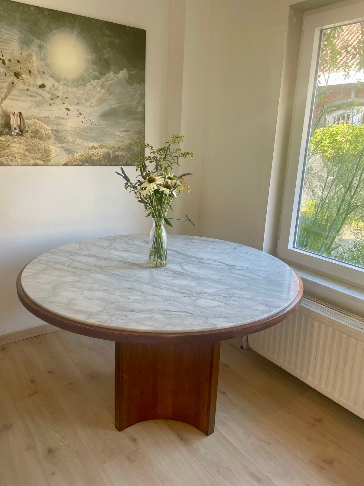Carrara-marmeren salontafel: ronde witte steen, Ophalen, Gebruikt