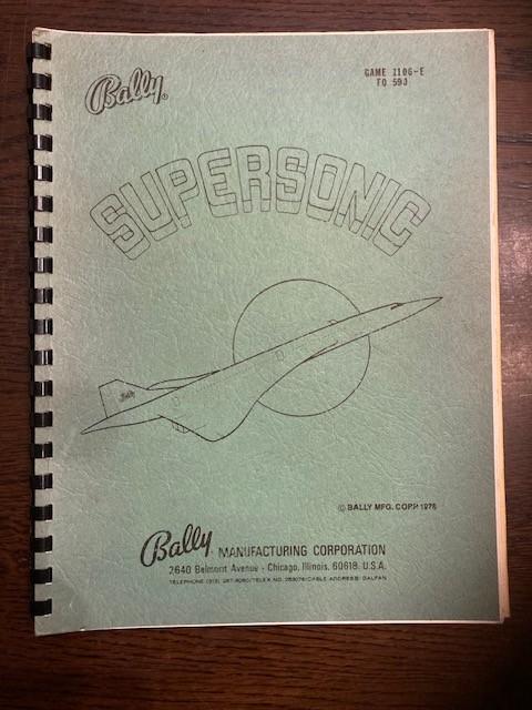 BALLY SUPERSONIC MANUAL WITH SCHEMATICS, Verzamelen, Automaten | Flipperkasten, Elektronisch, Bally, Ophalen of Verzenden, Zo goed als nieuw