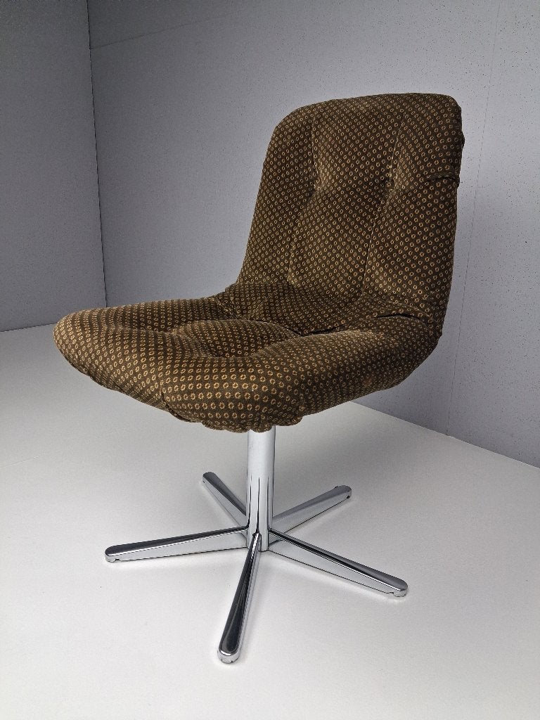 Vintage Draaifauteuil in Bruine Stof, Jaren 70, Huis en Inrichting, Ophalen, Gebruikt, Minder dan 75 cm, Vintage