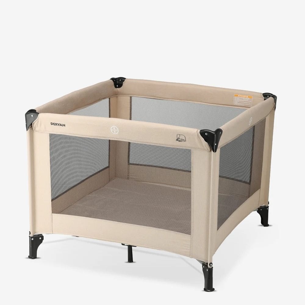 DERYAN Inklapbare Kinderbox 100x100 cm – Nougat, Ophalen of Verzenden, Zo goed als nieuw