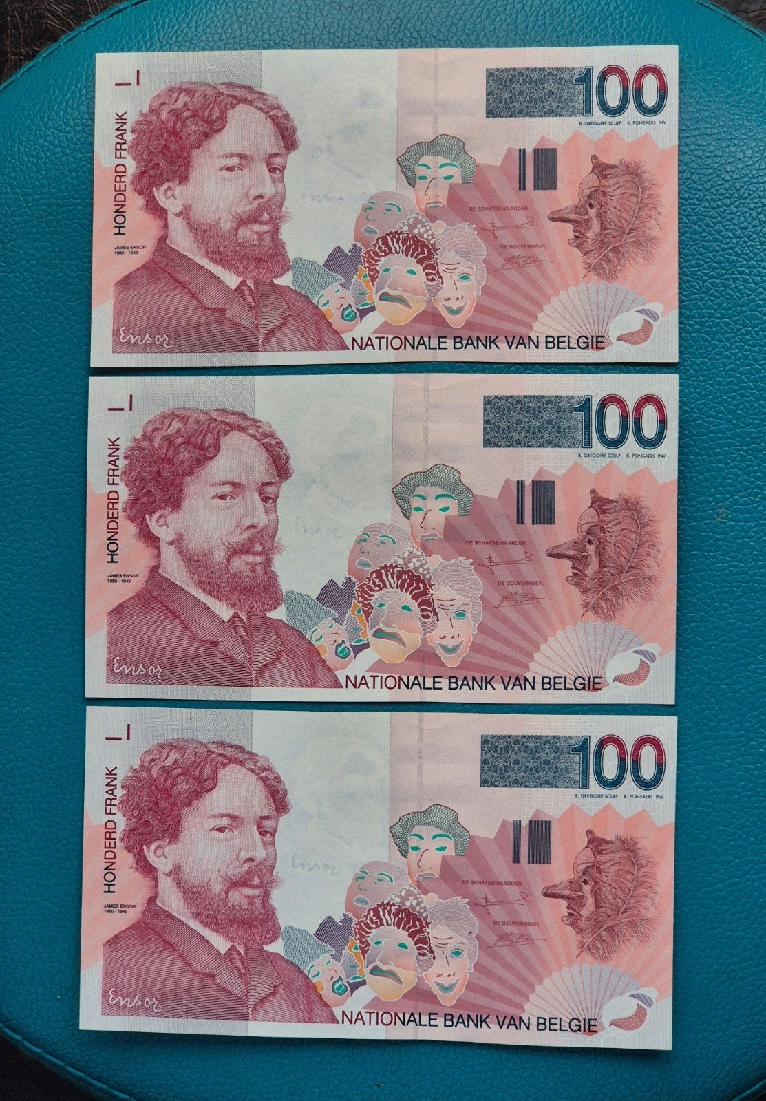 België  3 X 100 Frank  FDC !!!  OPEENVOLGENDE NRS, Enlèvement ou Envoi, Série