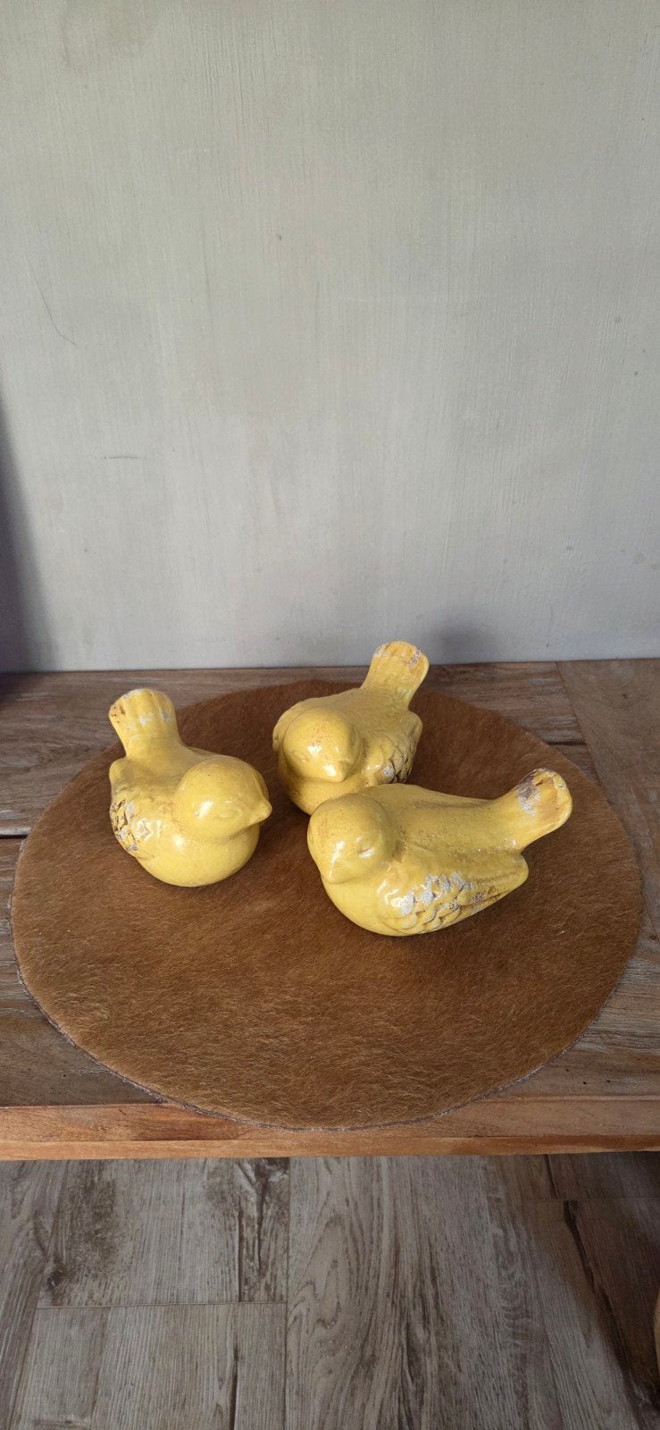 3 gele keramieken vogeltjes, Ophalen of Verzenden