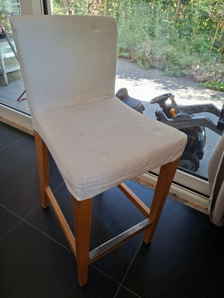 6 Hoge stoelen, Hout, Wit, Ophalen of Verzenden, Zo goed als nieuw