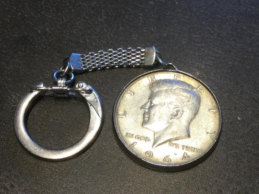 USA half dollar 1964 zilver sleutelhanger, Ophalen of Verzenden, Zilver
