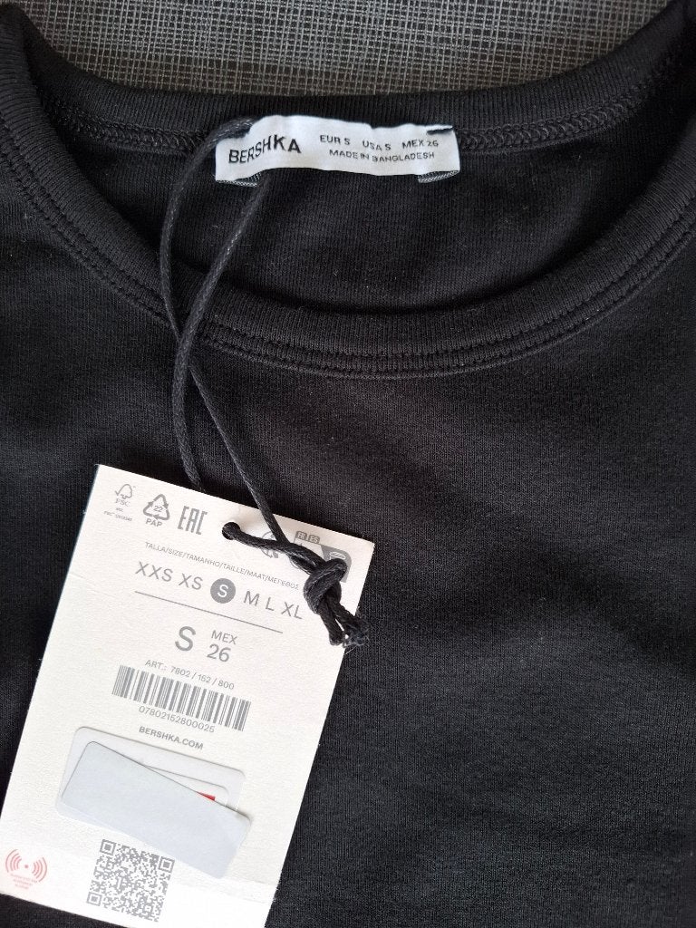 Bershka zwarte long sleeve, Zwart, Nieuw, Lange mouw, Maat 36 (S)