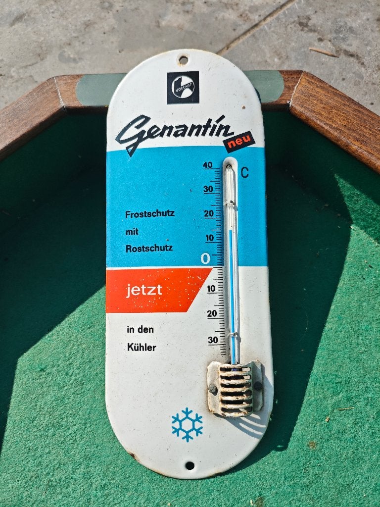 Emaille thermometer Genantin, Verzamelen, Ophalen, Gebruikt, Reclamebord