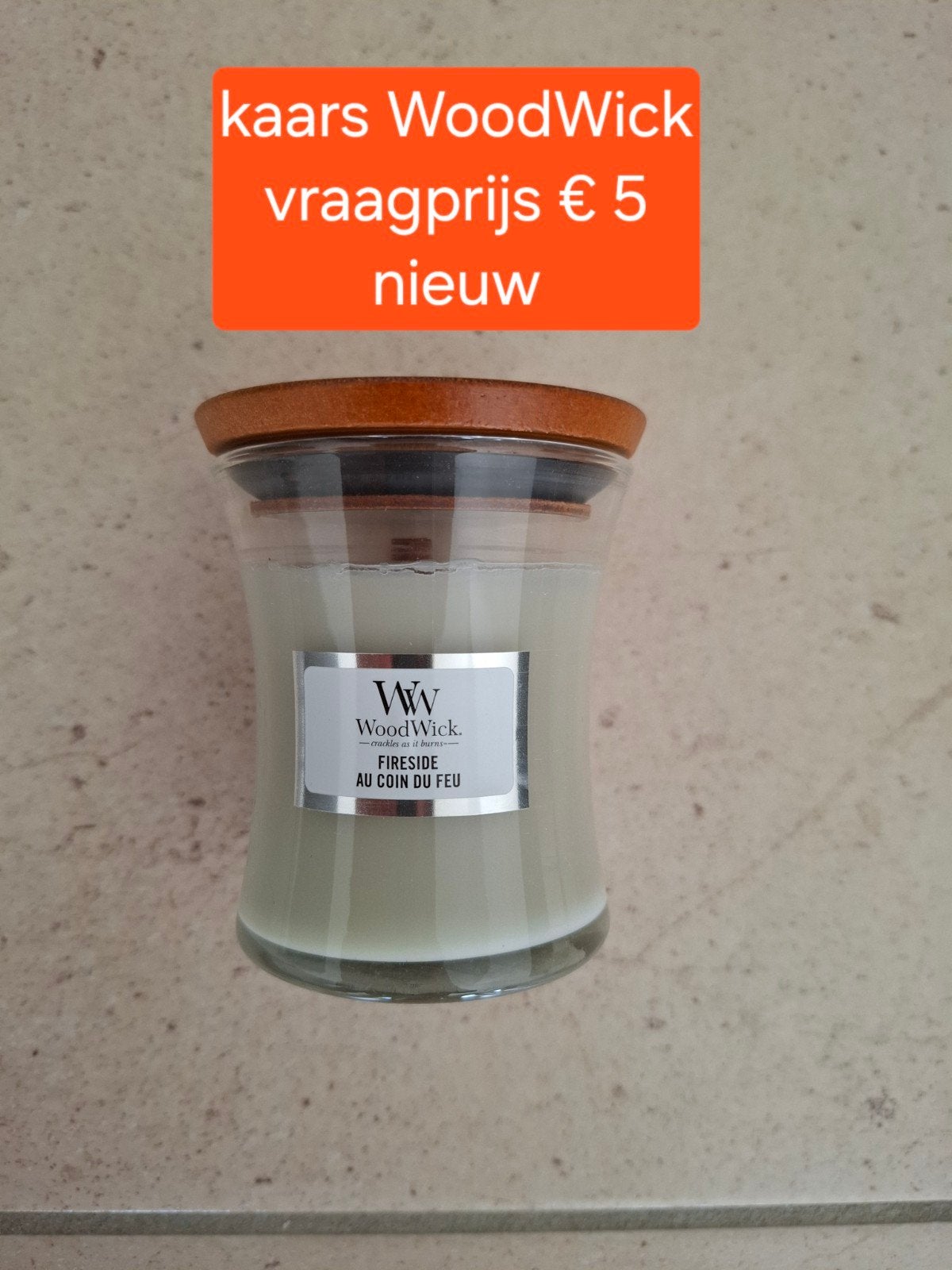 kaars WoodWick nieuw, Huis en Inrichting, Woonaccessoires | Kandelaars en Kaarsen, Woodwick, Nieuw, Ophalen of Verzenden, Glas