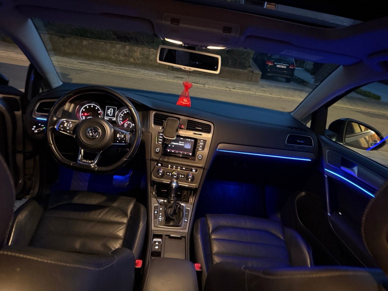 Volkswagen Golf 7 R Line ( automatique ), Auto's, Euro 5, Zwart, Leder, Break