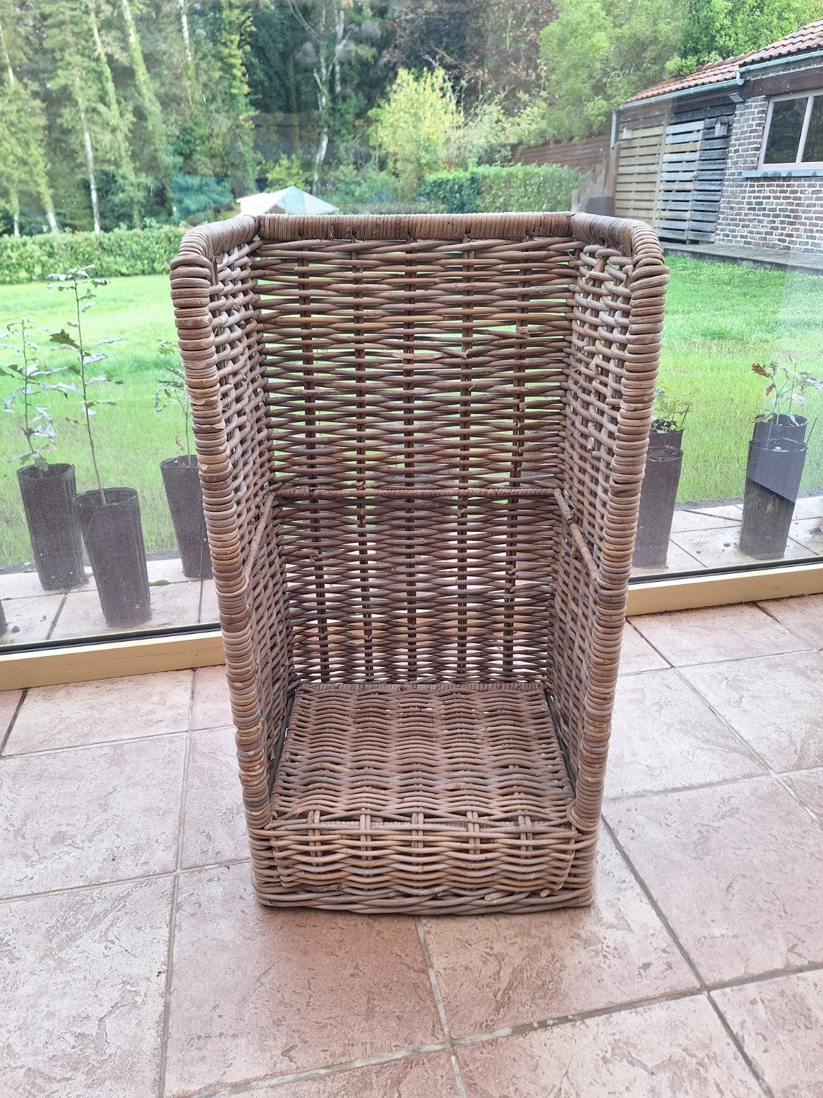 rotan haardhoutmand, Huis en Inrichting, Ophalen, Zo goed als nieuw, Hout