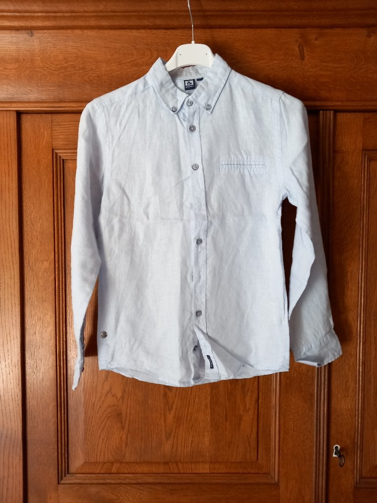 REDANDBLU - chemise lin bleu ciel - L.M. - T. 152 cms, Garçon, Chemise ou À manches longues, Comme neuf, Redandblu