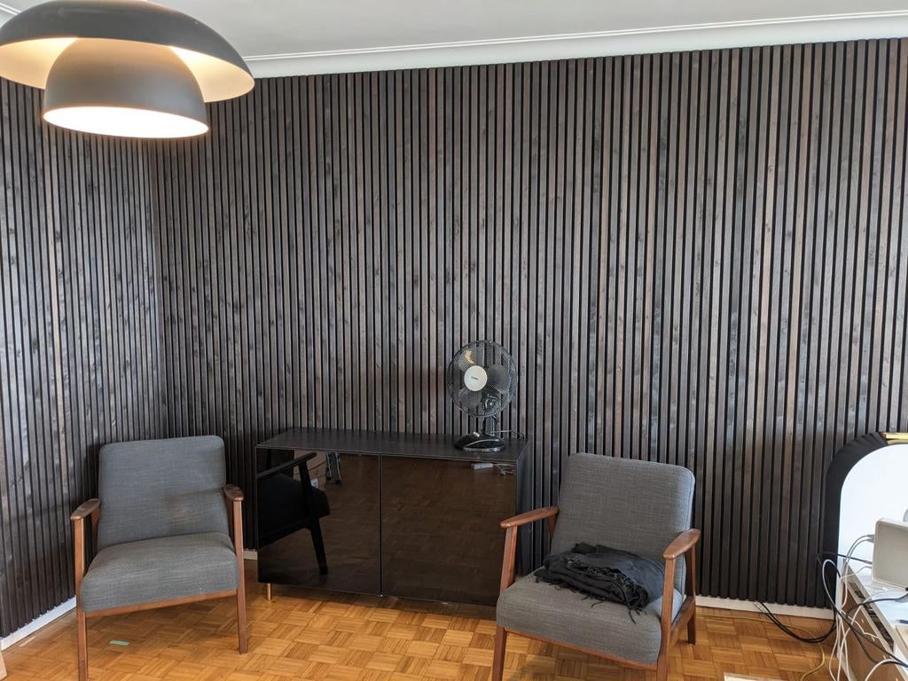 5 m Acoustische panelen Akupanel 240 cm hoog gerookt eiken, Ophalen, Hout, Zo goed als nieuw, Bruin