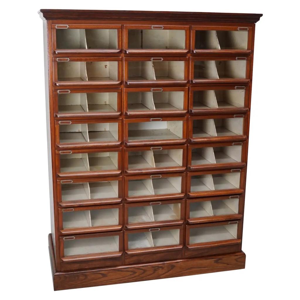 Vintage Nederlandse eiken-/mahonie haberdashery winkelkast, Antiek en Kunst, Ophalen