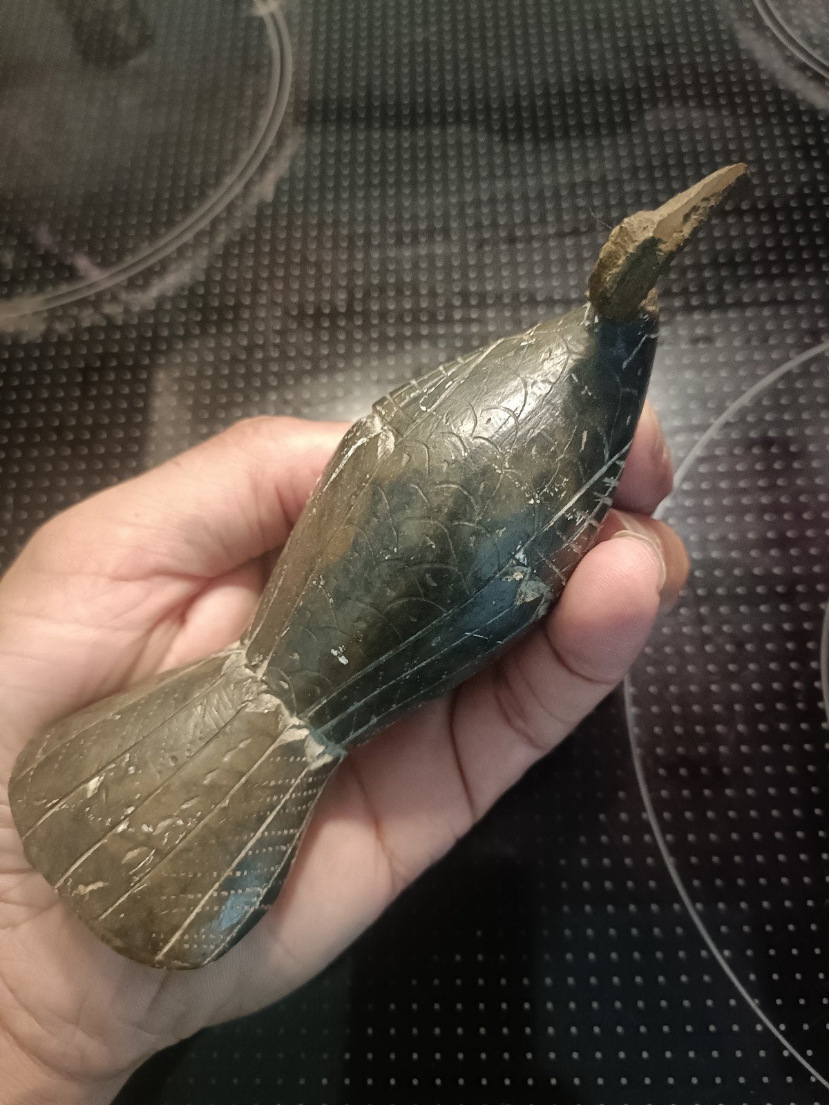 Egyptische ibis-sculptuur 
Brons, Ophalen
