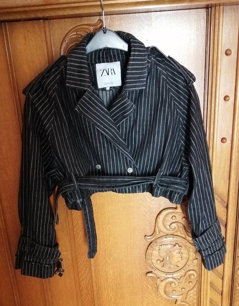 Zara kort oversized gestreept katoenen vestje maat M, Maat 38/40 (M), Ophalen of Verzenden, Zo goed als nieuw, Jasje
