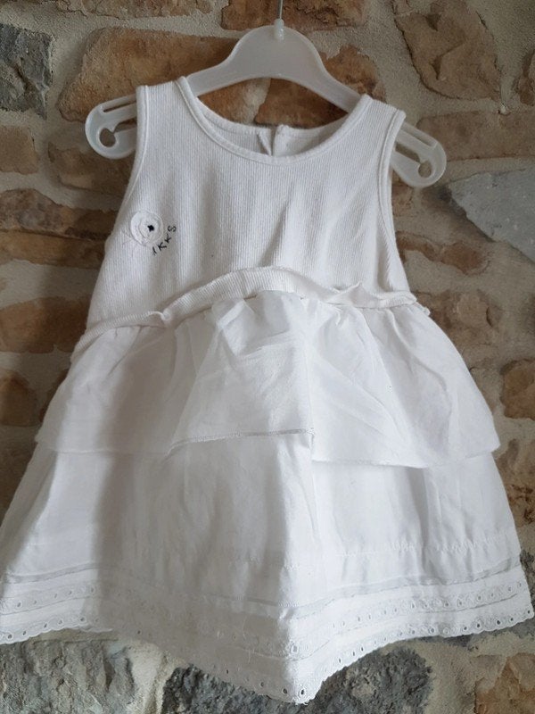 IKKS - Jolie robe blanche - T.12 mois/74cm, Robe ou Jupe, Enlèvement ou Envoi, IKKS, Utilisé