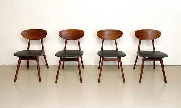 Louis van Teeffelen: Ensemble de 4 chaises de salle à manger, Enlèvement, Utilisé, Mid-Century Modern, Quatre