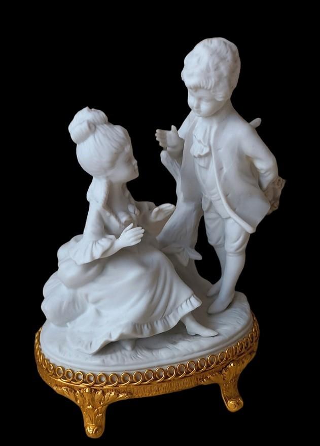 Couple de plage Unter Weiss en biscuit blanc, Antiquités & Art, Enlèvement