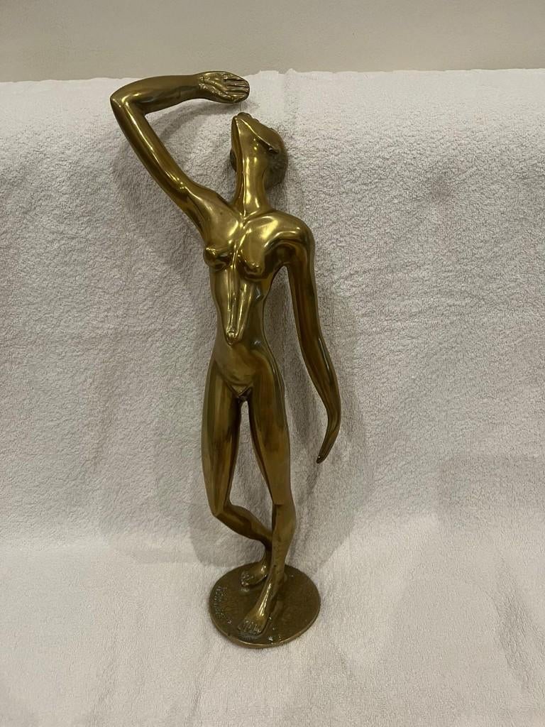 Zwaar bronzen beeld – gesigneerd “Nsimba” – moderne danseres, Ophalen, Brons, Beeld, Vrouw