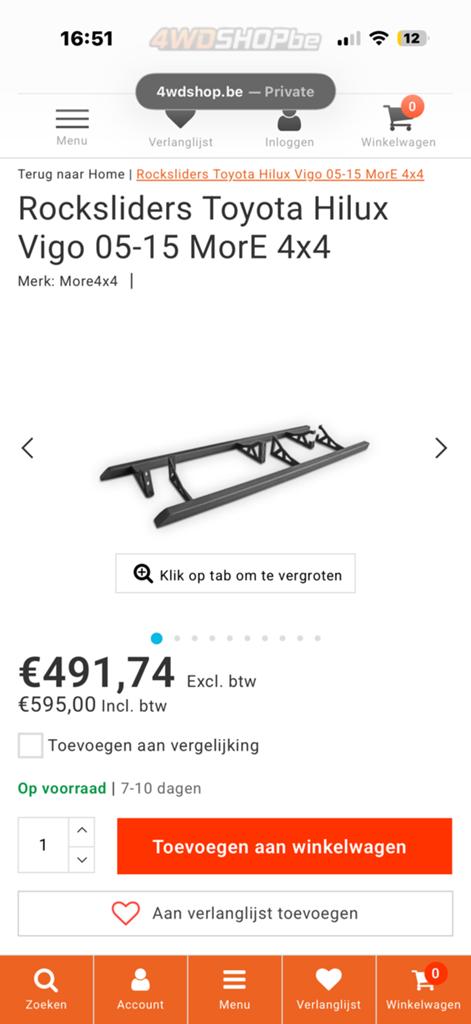 Rocksliders toyota hilux  05-15 nieuwstaat, Ophalen, Voor, Toyota
