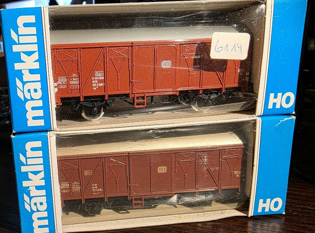 3480. Set van 2 overdekte auto's van de DB H0 Märklin., Ophalen of Verzenden, Zo goed als nieuw, Wagon, Märklin