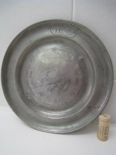 Tinnen sierbord 440 gr, gemerkt I.B. Finck,  1850, Mainz, Antiek en Kunst, Ophalen