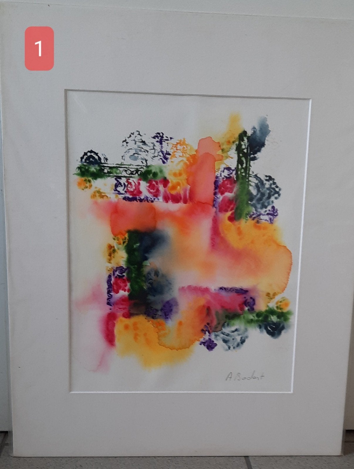 5 aquarellen en 1 olie of acryl verfwerk van A. Bodart, Ophalen