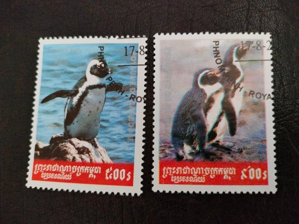 Cambodja 2001 - vogels, pinguins, Verzenden, Gestempeld, Zuidoost-Azië