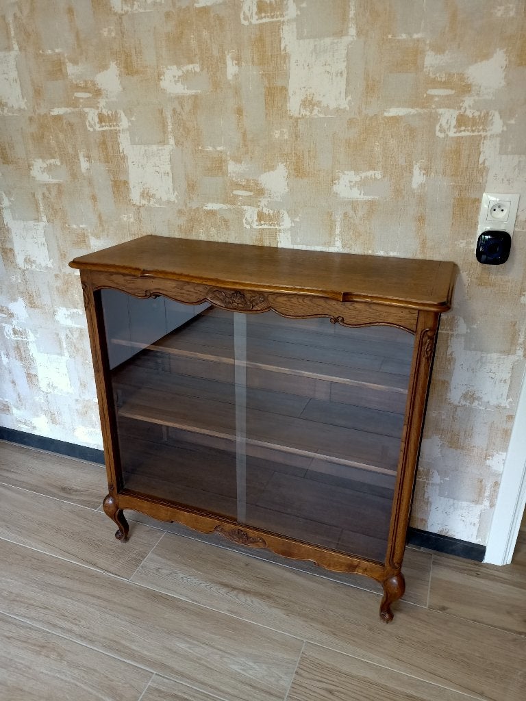 Vitrine en chêne, Maison & Meubles, Avec tablette(s), Comme neuf, Enlèvement, 50 à 100 cm