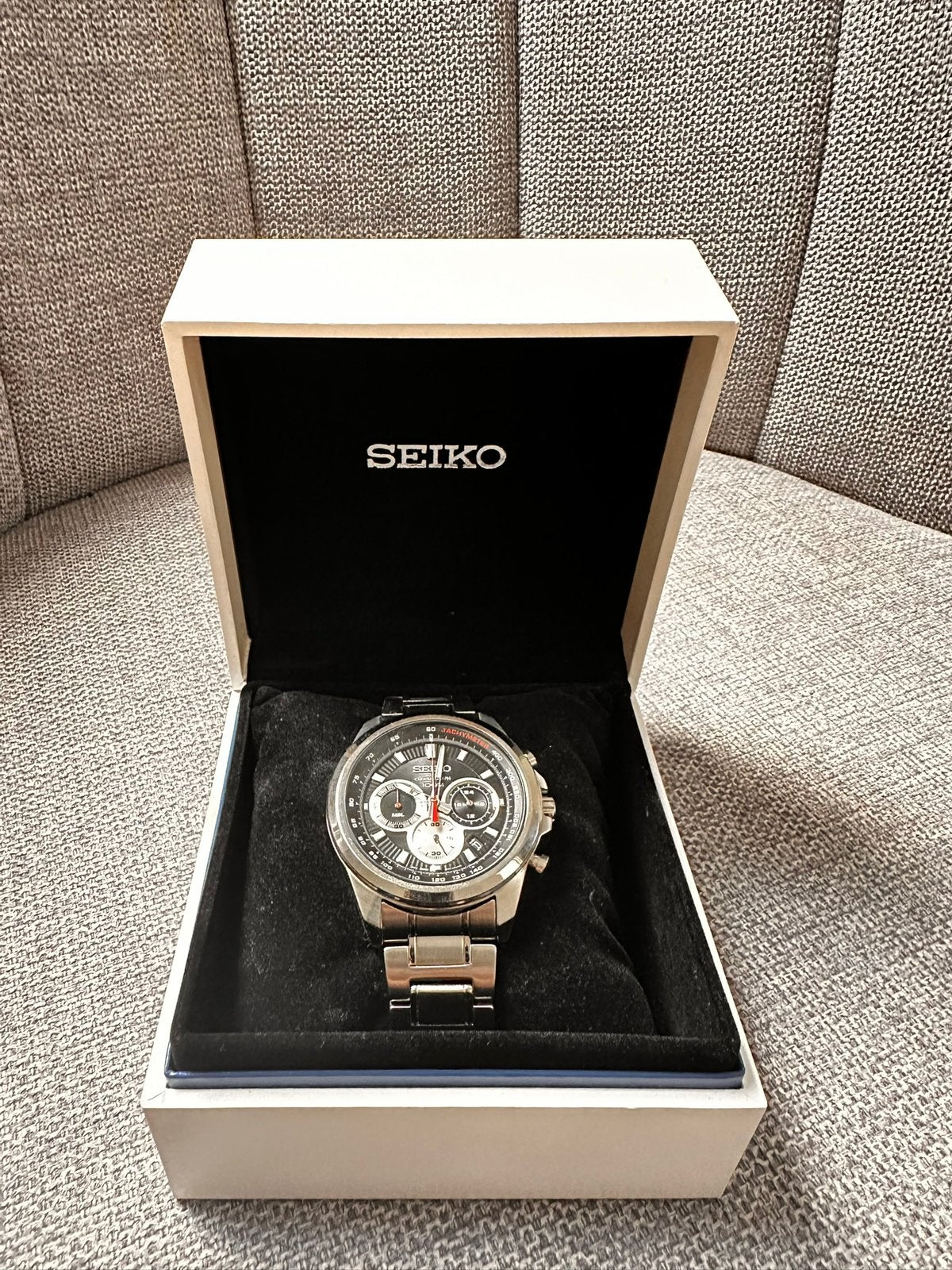 Seiko Chronograph 100M met tachymeter, Ophalen, Staal, Polshorloge, Nieuw