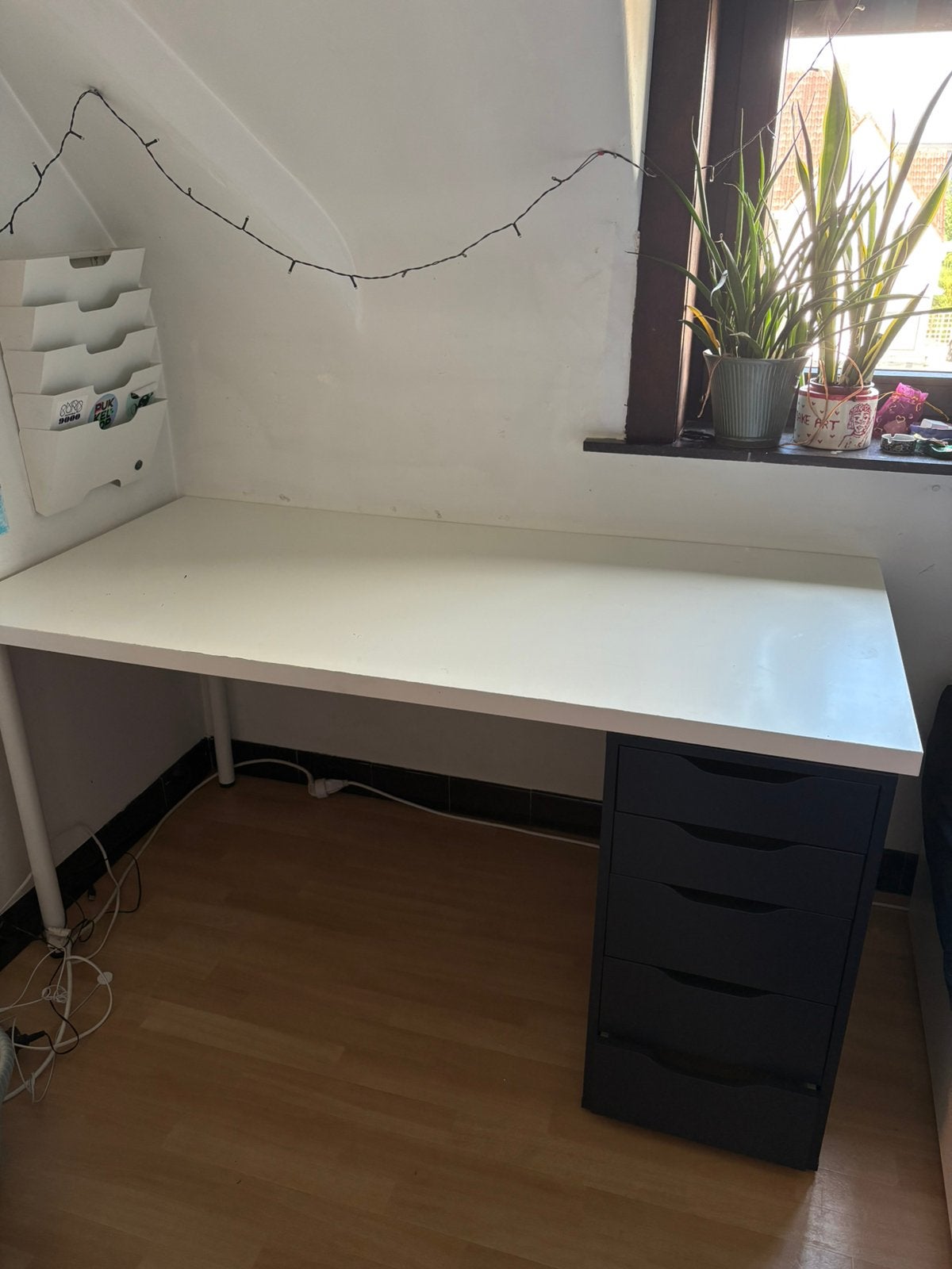 IKEA bureau met groot werkblad en 5 laden – €90, 150 cm, Enlèvement, Utilisé, IKEA